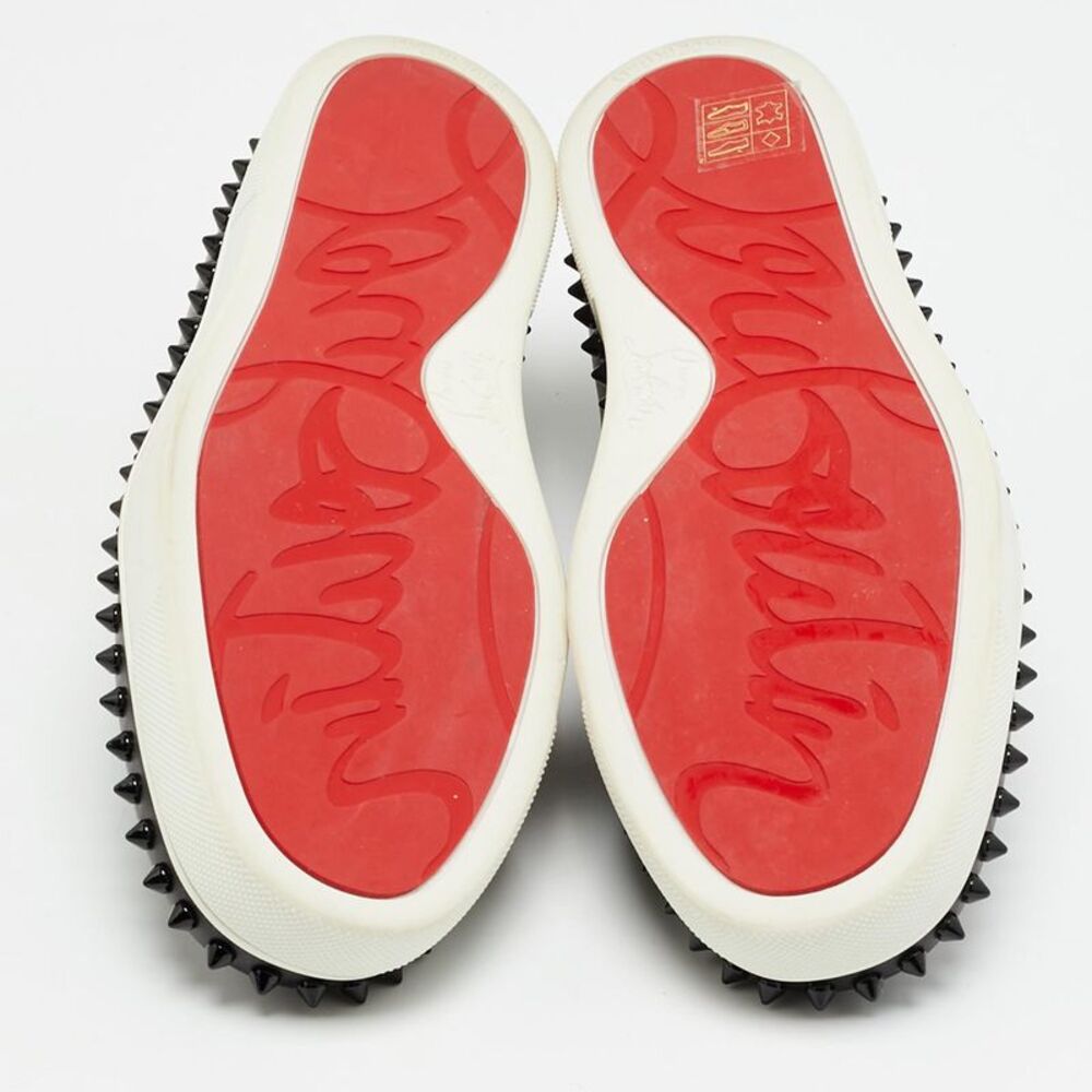 Christian Louboutin Pik Boat Size 39.5 Black Leather Slip On Sneakers - Picture 6 of 7